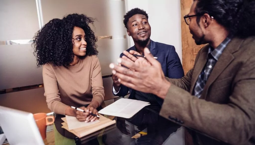 African city skyline at night